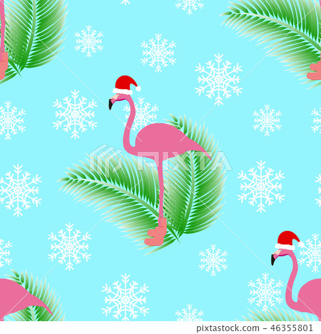 Flamingo winter style seamless pattern. Flamingo winter style seamless pattern. 46355801