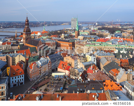 Riga's Historic District of Latvia, as seen from the Church of St. Peter / Riga, Latvia 46356016