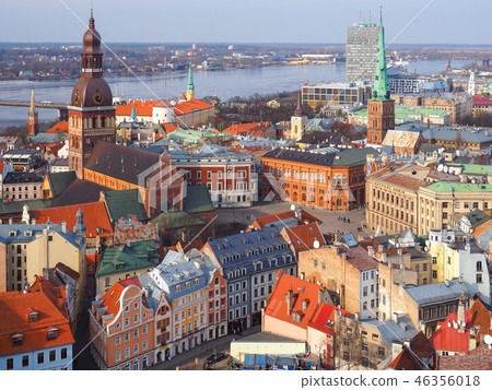 Riga's Historic District of Latvia, as seen from the Church of St. Peter / Riga, Latvia 46356018
