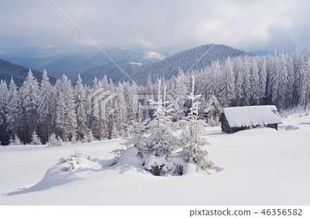 Mountain valley in winter 46356582