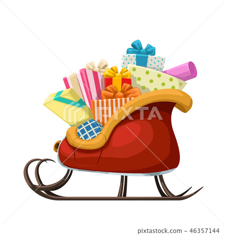santa sleigh with presents 46357144