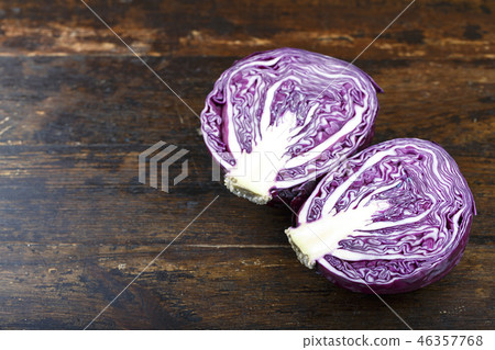 purple cabbage cut in half purple cabbage cut in half 46357768