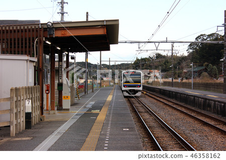 Outbound train departing from Uchibo Line Kuju Station (2) Outbound train departing from Uchibo Line Kuju Station (2) 46358162