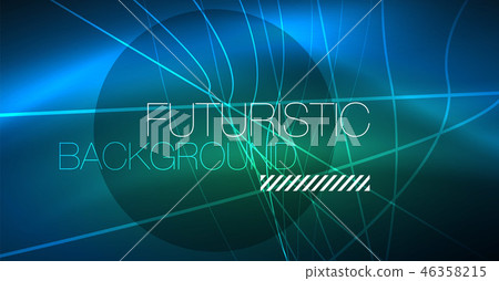 Neon glowing magic background, neon banner, night sky wallpaper. Magic light effect. Christmas 46358215