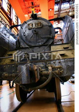 Steam locomotive undergoing maintenance at the inspection and repair depot C11-123 before regeneration Steam locomotive undergoing maintenance at the inspection and repair depot C11-123 before regeneration 46358301
