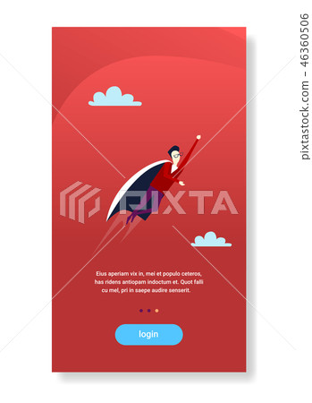 businessman flying wear hero cape success business concept flat vertical copy space 46360506