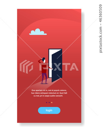 businessman standing open door new opportunity future concept flat vertical copy space 46360509