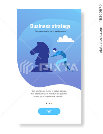businessman pushing chess figure brainstorming planning process business strategy concept flat businessman pushing chess figure brainstorming planning process business strategy concept flat 46360679