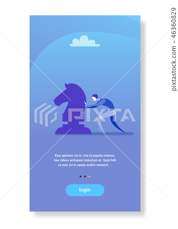 businessman pushing chess figure brainstorming planning process business strategy concept flat businessman pushing chess figure brainstorming planning process business strategy concept flat 46360829