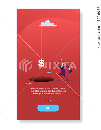 businessman run to dollar sign falling hole abyss financial problem crisis concept flat vertical businessman run to dollar sign falling hole abyss financial problem crisis concept flat vertical 46360834
