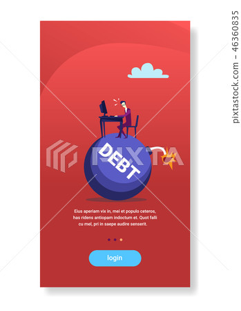 businessman sitting workplace working on percent bomb credit debt financial crisis deadline concept businessman sitting workplace working on percent bomb credit debt financial crisis deadline concept 46360835