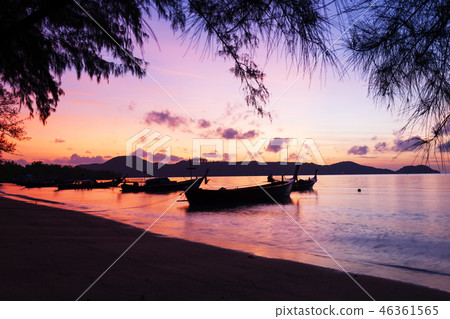 Long exposure image of dramatic sunset or sunrise 46361565