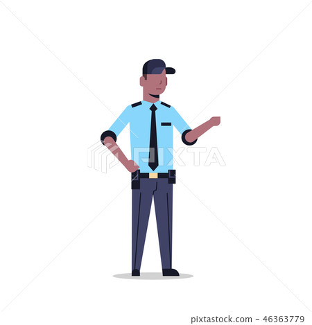 african american security guard man in uniform point to something police officer male cartoon african american security guard man in uniform point to something police officer male cartoon 46363779