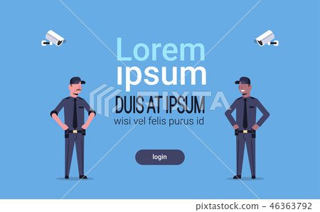 security guard men working process CCTV surveillance camera equipment mix race colleagues in uniform security guard men working process CCTV surveillance camera equipment mix race colleagues in uniform 46363792