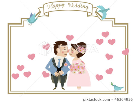 Marriage clip art. Wedding card variations. Wedding card material. Of the bride and groom 46364936