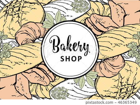 Vector illustration of bakery shop horizontal banner or menu cover. Vector illustration of bakery shop horizontal banner or menu cover. 46365349