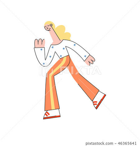Vector stylized woman running with smile at face Vector stylized woman running with smile at face 46365641