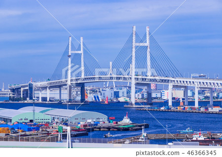 （神奈川縣 -  Bayside風景）從小山公園看的海灣橋樑2有海視圖 46366345