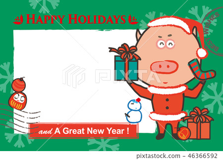 與聖誕節禮物/賀卡的賀卡豬 46366592