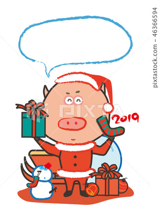 Gritting Card豬的聖誕老人豬在聖誕老人服裝 46366594