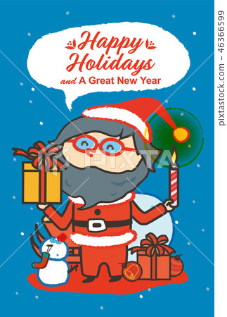 Gritting card cute santa claus & sonwman / greeting card Gritting card cute santa claus & sonwman / greeting card 46366599