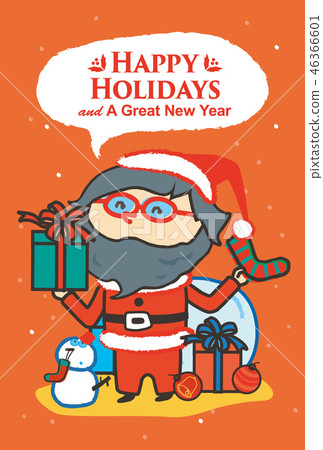 Gritting card cute santa claus & sonwman / greeting card 46366601