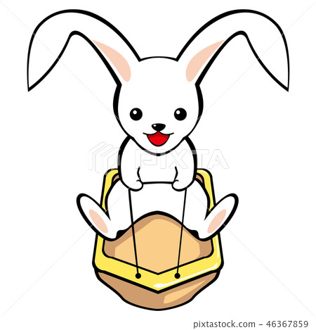 一隻兔子在雪橇上滑動 一隻兔子在雪橇上滑動 46367859