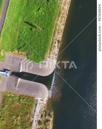 Tamagawa's "Futomon" ~ Aerial photograph with drone (5-chome Nishikicho, Tachikawa-shi, Tokyo) 46368604