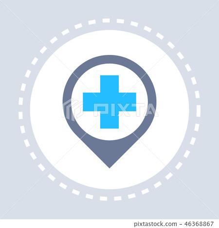 hospital red cross map marker geo tag icon healthcare medical service logo medicine and health 46368867