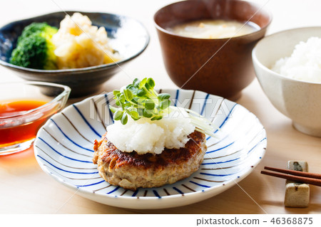 Japanese style hamburger eaten with chopsticks Japanese style hamburger eaten with chopsticks 46368875