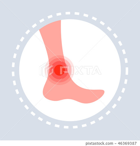 ankle injury feeling joint pain human leg icon painful area highlighted in red healthcare medical 46369387