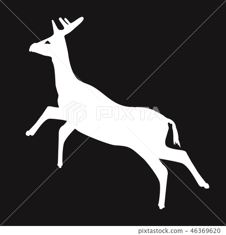 Simple white deer silhouette with black background 46369620