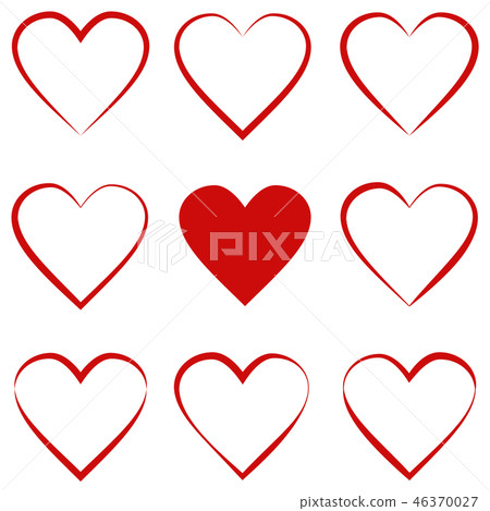 set hearts with calligraphic stroke, symbol love 46370027