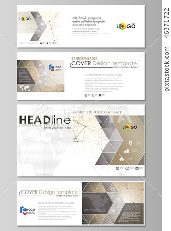 Social Media And Email Headers Set Modern Stock Illustration