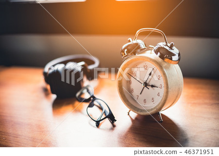 close up of clock on office table 46371951