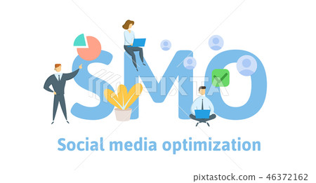 SMO, social media optimization concept. Concept with keywords, letters, and icons. Flat vector 46372162