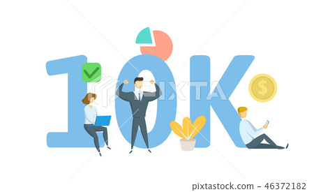 10K likes online social media banner. Concept with keywords, letters, and icons. Flat vector 10K likes online social media banner. Concept with keywords, letters, and icons. Flat vector 46372182