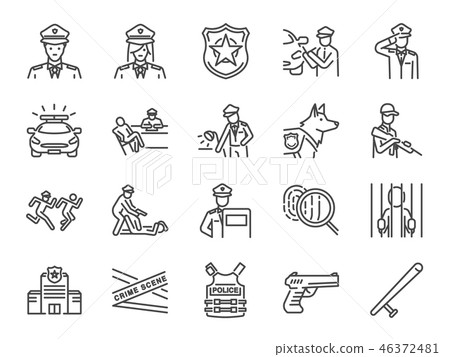 Police line icon set. Police line icon set. 46372481