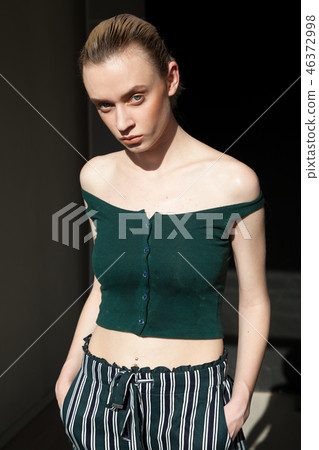 Portrait of beautiful fashionable woman blonde style 46372998