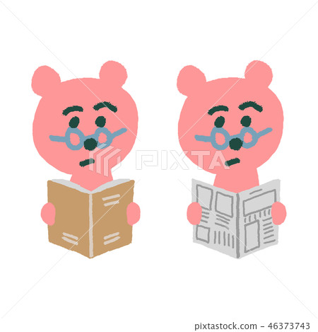 熊讀報紙和書 46373743