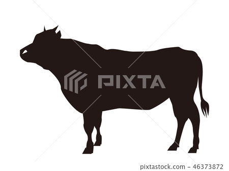 Cow silhouette black illustration material image Icon Solid color Fill PNG Transparent background 46373872