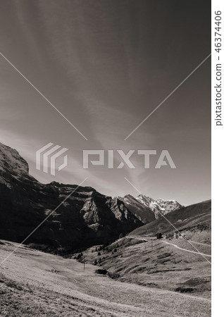 View of Swiss alps mountain rage at Eigergletscher View of Swiss alps mountain rage at Eigergletscher 46374406