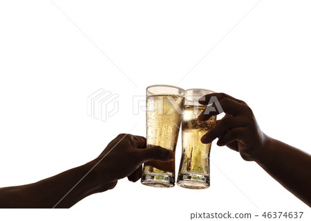 Hands holding a glass of beer isolated  46374637