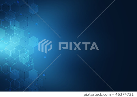 Molecular structures and hexagons elements. Abstract geometric background with molecules and Molecular structures and hexagons elements. Abstract geometric background with molecules and 46374721