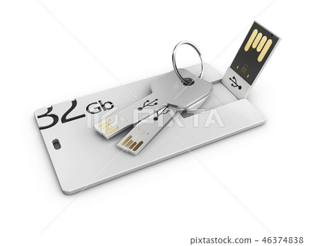 Download Blank White Plastic Usb Card And Usb Keys 3d Stock Illustration 46374838 Pixta PSD Mockup Templates