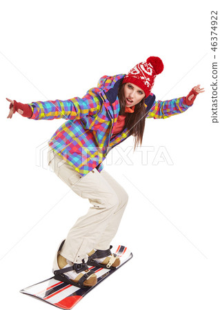 snowboard woman isolated on white snowboard woman isolated on white 46374922