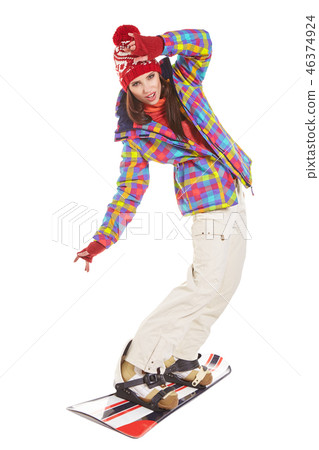 snowboard woman isolated on white 46374924