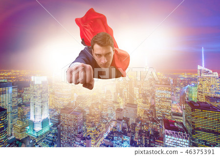 Superhero businessman flying over the city Superhero businessman flying over the city 46375391