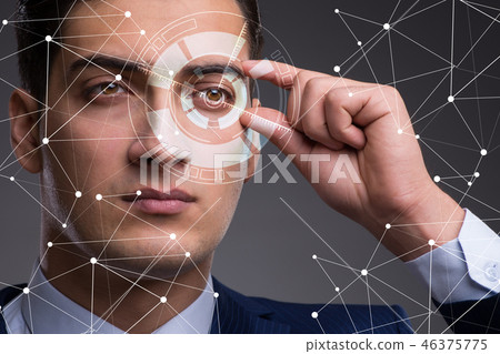 Concept of sensor implanted into human eye 46375775