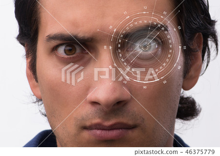 Concept of sensor implanted into human eye 46375779